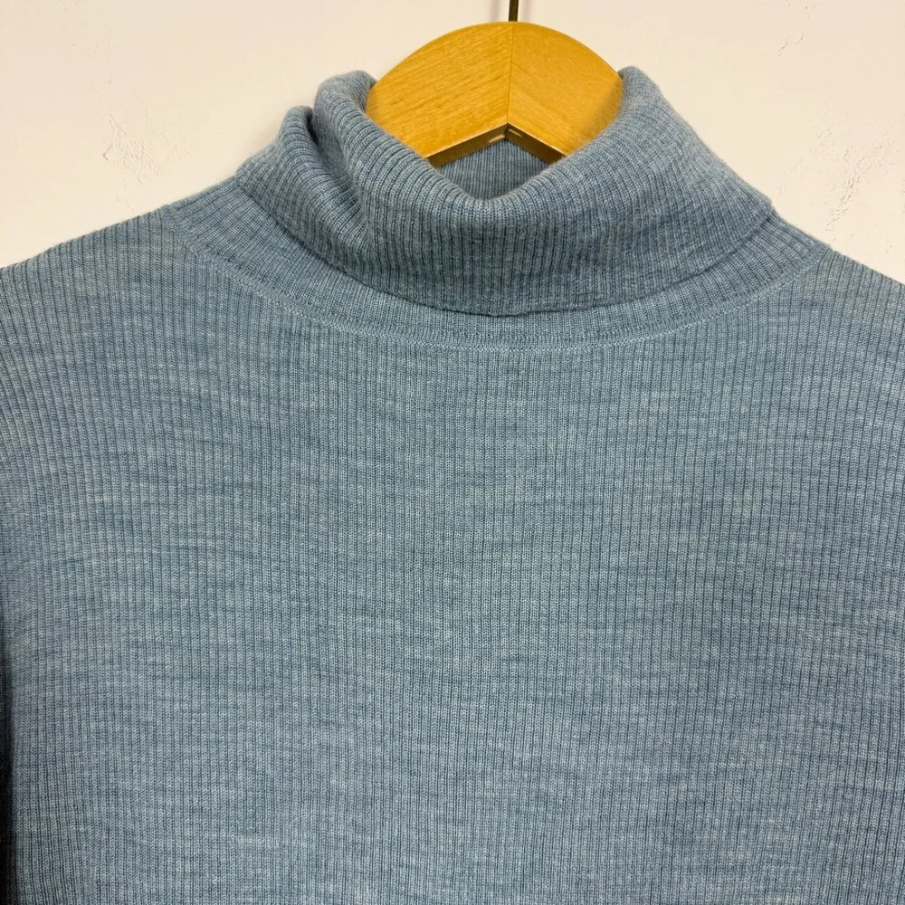 Pendleton 100% Merino Wool Turtleneck Sweater XL Blue Rib Knit Classic